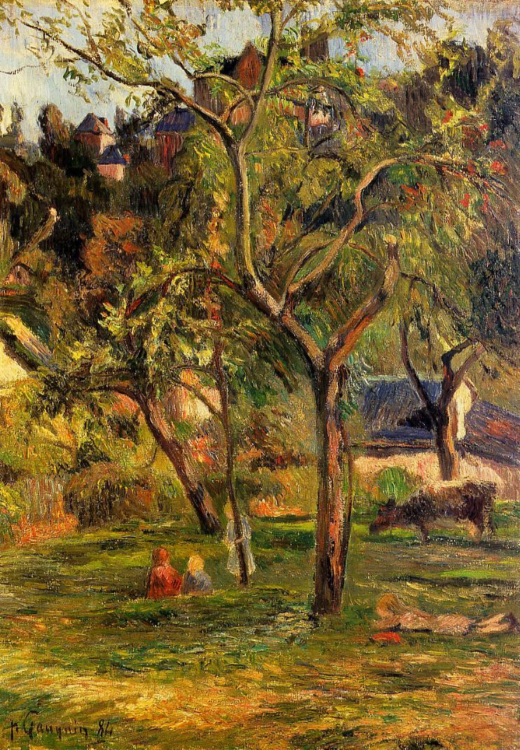 Children in the Pasture - Paul Gauguin Painting